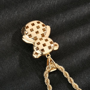 뜨거운 판매 힙합 14k 골드 도금 쿠바 곰 입방 지르코니아 구리 펜던트 및 목걸이 - Product Image 3