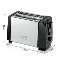 Grille-pain RAF R.2103 2 fentes 650W, cuisson double face, chauffage rapide, nettoyage facile, fente pour cartes, appareil électroménager pour petit-déjeuner à la maison