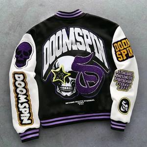 Veste universitaire en laine décontractée à manches longues pour hommes, vêtements de baseball et de sport, broderie imprimée, blocs de couleurs pour l'hiver, design Hip Hop - Product Image 2