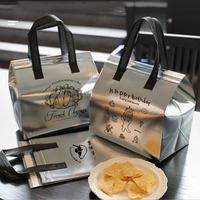 Sac de livraison alimentaire isotherme décontracté en non-tissé, écologique, imperméable, avec doublure en feuille d'aluminium, personnalisable avec logo, couleur argent classique