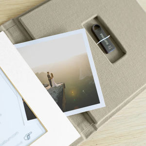 Boîte USB en lin personnalisée emballage de photographie de mariage étui USB personnalisé cadeau de photographe <span class=keywords><strong>Album</strong></span> de stockage de mémoire - Product Image 4