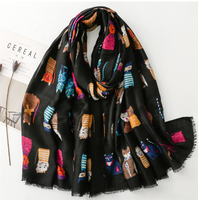 Mode 180*90CM chat imprimé Polyester écharpe dames mode nouveau motif Animal châle Viscose Hijabs plage plage châles