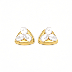 Pendientes de Moda con Perlas Blancas, Diseño Sostenible y Resistente, Acero Inoxidable 316L con Baño de Oro PVD - Product Image 2