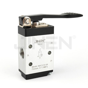 Válvula Mecánica JINEN M3C210-08 de 2 Posiciones y 3 Vías, Cuerpo de Aleación de Aluminio, Palanca Larga, Tipo Botón Pulsador - Product Image 1