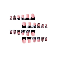 Ongles artificiels en acrylique faits à la main, effet holographique, forme pattes de canard, bord arrondi évasé, pour festivals, raves, concerts et soirées