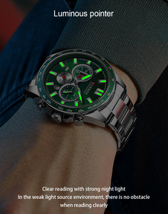 CURREN8418男性用高級時計革新的なデザインスモールスリーニードルオールワークスポーツストップウォッチ防水発光腕時計 - Product Image 4