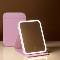 LED Silver Metal Cosmetic Mirror Light Foldable Vanity Table Smart HD Desktop Portable Handheld Personalized Dual Magnifying
