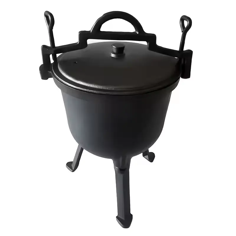 Cast Iron Three Legged Cauldron and Dutch Oven for Outdoor Camping