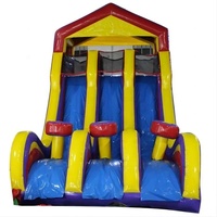 Grand River 3 voies parcours d'obstacles gonflables bon marché maison de rebond avec toboggan pour enfants et adultes