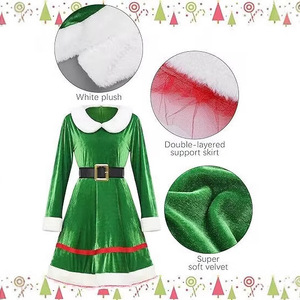 Kerstkostuums Jurk + Hoed + Sokken + Schoenen + Riem Kerst Elf Set Volwassen Kids Nieuwjaar Xmas Pak - Product Image 6
