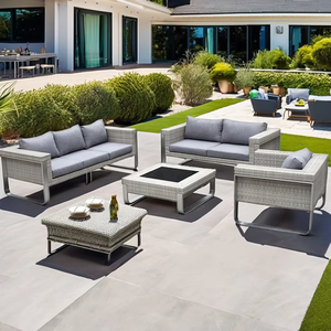 Set di Divani in Vimini Moderno e Lussuoso, Salotto Modulare in Rattan PE, Arredamento da <span class=keywords><strong>Giardino</strong></span> per Hotel di Alta Qualità Personalizzato in <span class=keywords><strong>Alluminio</strong></span> - Product Image 3