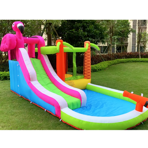 Flamingo Trampoline <b>Inflatable</b> Oxford Castle <b>Water</b> <b>Slide</b> Toddler House Kids Jumper NBOB-231 Trampoline House Flamingo Tra - Product Image 1