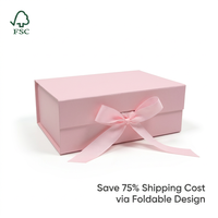 Stock Box Custom ized Logo Falt schachtel Magnet verschluss Pink Paper Geschenk box Verpackung Großhandel