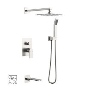 douche ensemble de douche murale <span class=keywords><strong>baignoire</strong></span> en acier inoxydable pommeau de douche à effet pluie et ensemble de poignées - Product Image 5