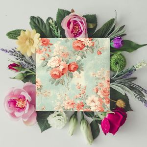 Serviettes en papier carrées jetables modernes 2 plis de 6,5 pouces, paquet de 50, pliage en 4, personnalisables pour jardin, douche nuptiale, printemps – Vente directe usine - Product Image 2