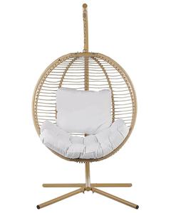 Sillón Moderno de Metal para Interiores y Exteriores <span class=keywords><strong>con</strong></span> Diseño de Huevo Columpio Blanco y Cojín Impermeable para Columpios de Patio y <span class=keywords><strong>Jardín</strong></span> Exterior - Product Image 5