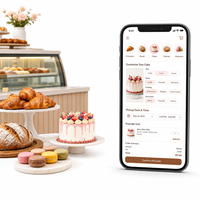 Application de commande de pâtisserie avancée pour boulangerie, développement d'applications pour iOS et Android avec catalogue de produits, commande de gâteaux personnalisée LionCreate
