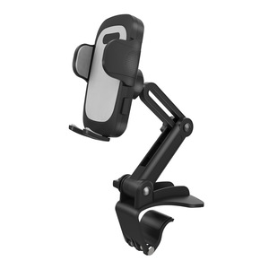 Soporte para teléfono de coche con montaje por gravedad, altura ajustable, con clip para salpicadero, negro y gris claro - Product Image 1