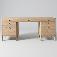 Bureau d'étude en bois massif, artisanal, fiable, portable, taille et couleur personnalisables, style moderne du milieu du siècle