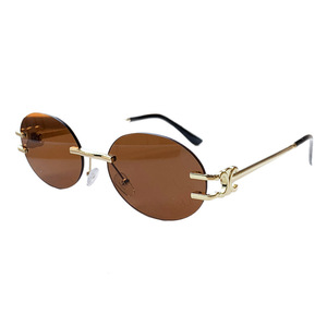 Gafas de Sol Ovaladas sin Montura, Lentes Azules Degradados, Protección UV400, Estilo Y2K, Unisex, Protección Solar para Adultos - Product Image 4