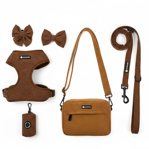 Produsen Harnesses Anjing Kustom yang Dipersonalisasi Harnesses Anjing Mewah dari Kain Corduroy Kalung, Tali, & Harnesses Hewan Peliharaan Lainnya - Product Image 1