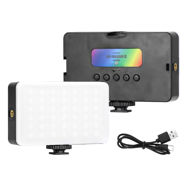RGB Video Lights Rechargeable Clip LED Video Light LED Illuminator for Blog Stepless Adjustableportable Camera Fill Light