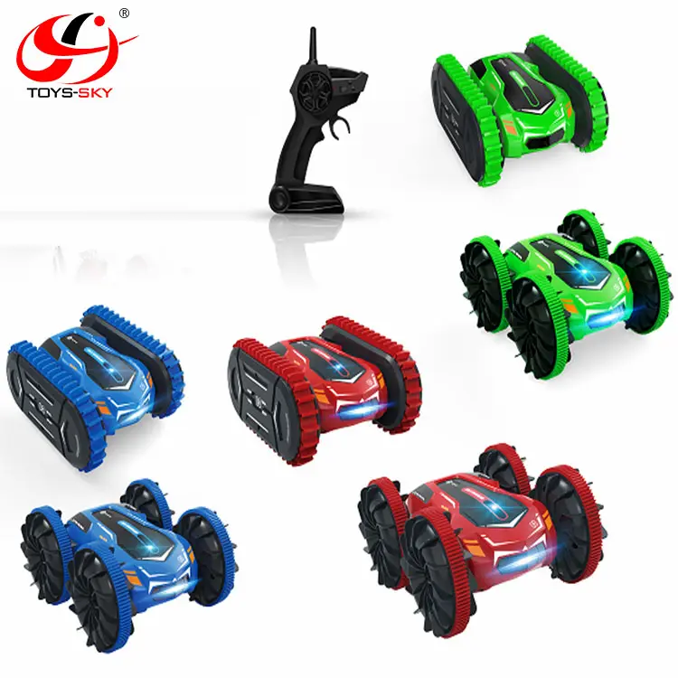 2 In 1 Double Sided Driving On Water Land Tubler Effect Radio Control RC Water Amphibious Stunt 2.4G Sharktwist Car 4 Channel