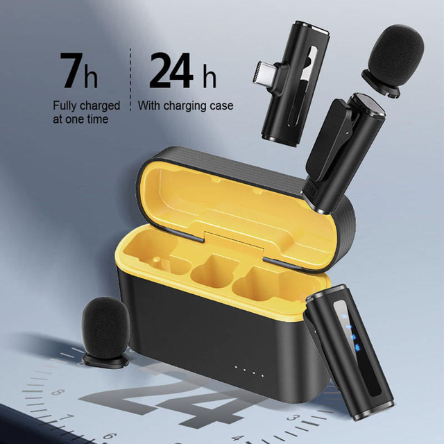 M11 Wireless Lightweight Condenser USB-C Connector 24H Charging Case Noise Cancelling Lavalier Microphone for iPhone Android