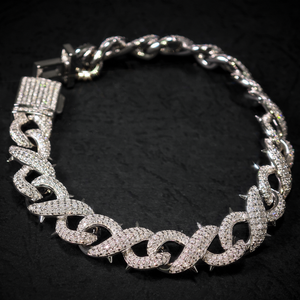 Collar de Cadena Cubana con Eslabones Infinitos y Espigas de Plata 925, Estilo Hip Hop, con Diamantes de Imitación de 10 mm, Directo de Fábrica, Probador de Diamantes Incluido - Product Image 1