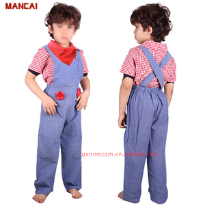 Garçons filles agriculteur professionnel Cosplay pantalon à bretelles bleues Costume d'Halloween enfant travailleur migrant tenues de Performance - Product Image 1