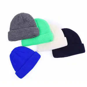 H126 High Quality Made High Beany Custom Cap Cotton Blank Weave Knit Wholesale Slouchy Suff Winter Caps