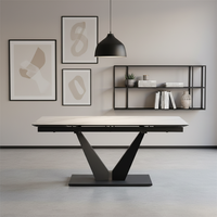 Table à manger carrée extensible en céramique de luxe haut de gamme, pieds en métal, anti-rouille, pliable, écologique, 10 places, pour hôtel