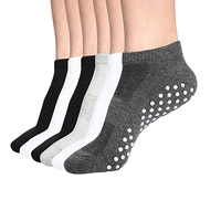 Chaussettes de yoga antidérapantes pour femmes en coton avec logo personnalisé Grip Barre Trampoline Cheville Pilates