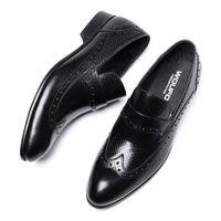 Chaussures pour hommes en cuir véritable, bout pointu, à enfiler, semelle extérieure en caoutchouc brodée, motif à pois, légères, confortables et respirantes