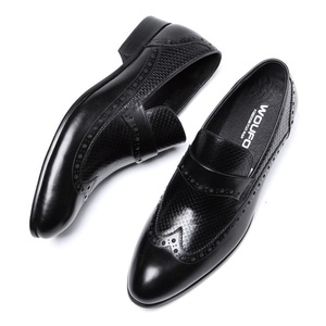 Men's Leather Shoes Cowhide <b>Full</b>-Leather <b>Slip</b>-On Embroidered Lightweight Comfortable Breathable Stylish Autumn for Business - Product Image 3