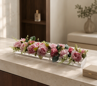 Plateau de présentation de fleurs en acrylique transparent - Support floral long et transparent pour boutique et décoration intérieure de luxe