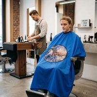 Cape de Barbier Professionnelle en Pongee avec Fenêtre Transparente, Robe de Coiffure pour Salon, Boucle Métallique Réglable 140x160cm, Visionnage du Téléphone