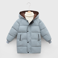 Nouvelle veste en coton épaisse mi-longue pour enfants d'automne et d'hiver, grand manteau en coton à capuche pour garçons et filles