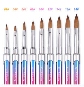 Asa de Color Arcoíris # 8 Pinceles de Uñas Acrílicas con Pelo Kolinsky Puro, Pincel Personalizado para Polvo de Manicura - Product Image 2