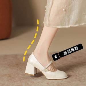 Elegantes Zapatos Mary Jane de Cuero Suave para Mujer, Tacón Cuadrado, Estampados, para Damas de Honor, Zapatos de Vestir Estilo Hada - Product Image 3
