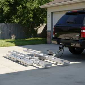 แร็คติดท้ายรถมอเตอร์ไซค์ บรรทุกได้ 600 ปอนด์ สำหรับ 2 คัน สกู๊ตเตอร์ จักรยานวิบาก พร้อมทางลาด ปรับความลาดเอียงได้ - Product Image 2