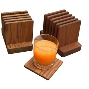 Ensemble de sous-verres carrés en bois, tapis antidérapants pour la maison, la cuisine, la table à manger, design moderne, pour servir du thé et du café - Product Image 5