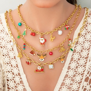 Nuevo Collar y Pulsera de Acero Inoxidable con Colgante de Reno Navideño, Cadena de Eslabones de Moda con Corte Princesa para Fiestas y Eventos - Product Image 4