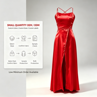 Nouvelle Robe de Soirée Longue Européenne et Américaine en Satin à Bretelles Fines, Fendue Haute, Dos Nu Croisé, Respirante et Élégante pour Femme