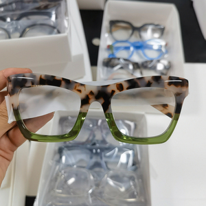 Stock cornice ottica quadrata in acetato classica a tutto bordo occhiali da vista Over-size alla moda con lenti animali assortite Logo personalizzato - Product Image 2