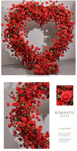 <span class=keywords><strong>LEXI</strong></span> Luxuriöser Metall-Blumenbogen in Herzform, 8 Fuß, Rot-Weiß, Künstliche Blumen, Hintergrund für Hochzeitsanträge und Dekoration - Product Image 5