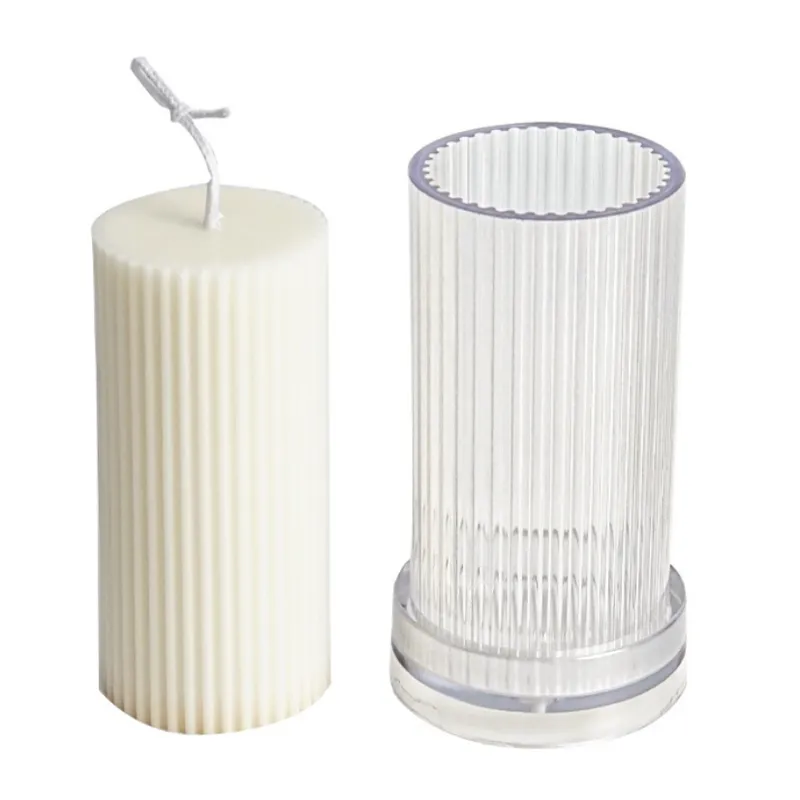 Wholesale candle molds for diy candle making kit includes pillar ribbed candle mould plastic