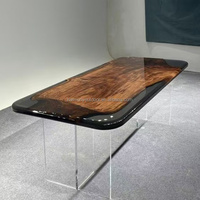 2025 prix pas cher personnalisation meubles de maison en bois de noyer massif rivière résine époxy dalle salle à manger Restaurant cuisine Table basse