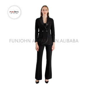 Fashion High Quality Customized Women's Pant Suits Set Double-breasted Suit Jacket Worsted Wool <strong>Blazer</strong> <strong>Button</strong> 3D Embroidery - Product Image 4