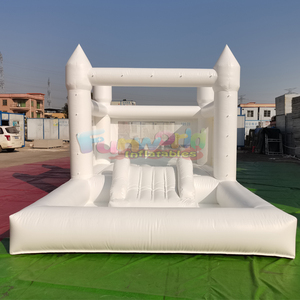 Castillo inflable comercial grande para niños, de color blanco, para bodas, con tobogán y piscina de pelotas. - Product Image 6